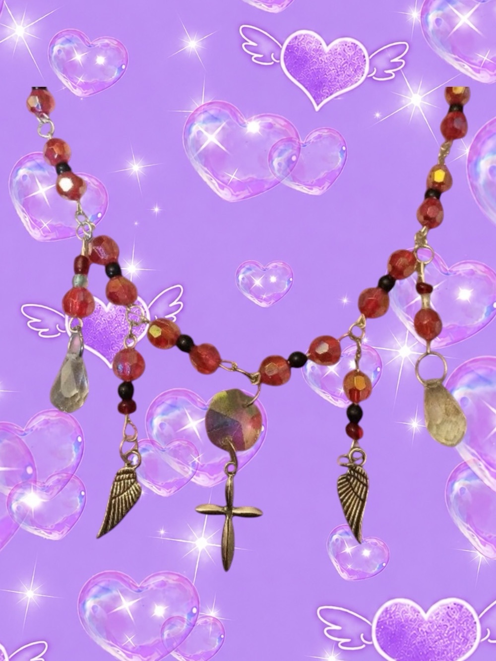 Elegant Gold and Red Beaded Necklace